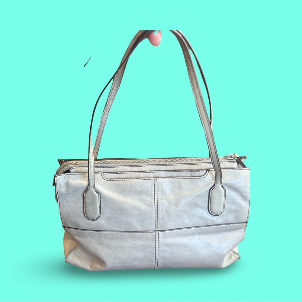 HOBO Silver Shoulder Bag with Structured Design